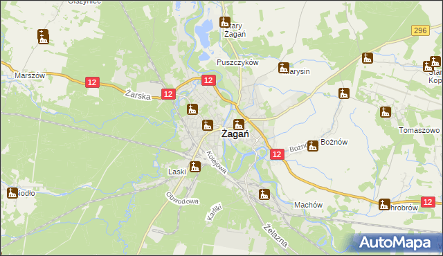 mapa Żagań, Żagań na mapie Targeo