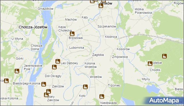 mapa Zagłoba gmina Wilków, Zagłoba gmina Wilków na mapie Targeo