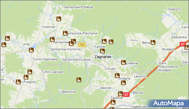 mapa Zagnańsk, Zagnańsk na mapie Targeo