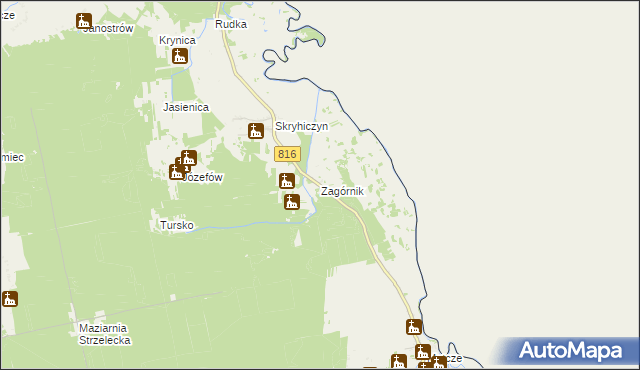 mapa Zagórnik gmina Dubienka, Zagórnik gmina Dubienka na mapie Targeo