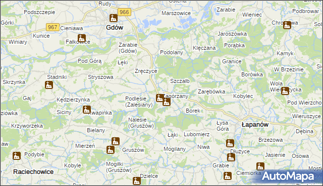 mapa Zagórzany gmina Gdów, Zagórzany gmina Gdów na mapie Targeo