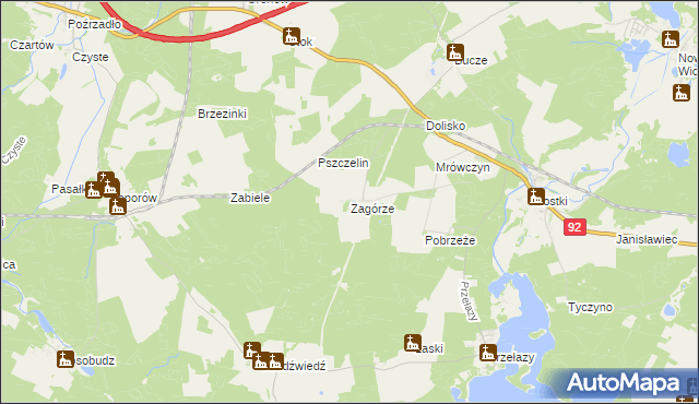 mapa Zagórze gmina Lubrza, Zagórze gmina Lubrza na mapie Targeo