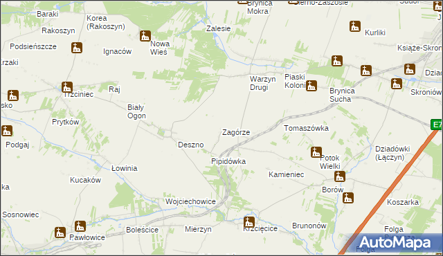 mapa Zagórze gmina Nagłowice, Zagórze gmina Nagłowice na mapie Targeo