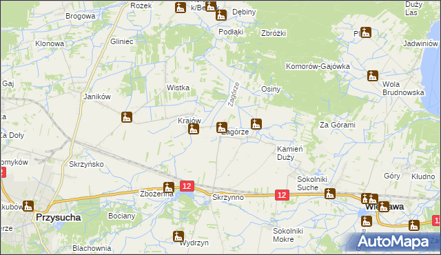 mapa Zagórze gmina Wieniawa, Zagórze gmina Wieniawa na mapie Targeo