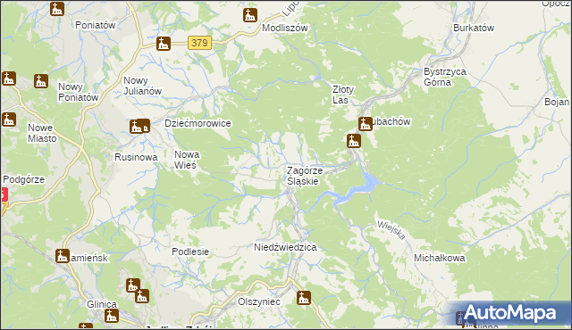 mapa Zagórze Śląskie, Zagórze Śląskie na mapie Targeo