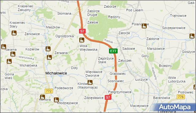 mapa Zagórzyce Stare, Zagórzyce Stare na mapie Targeo