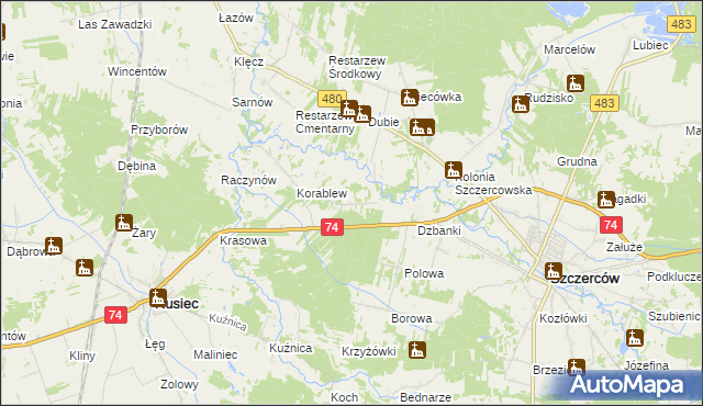 mapa Zagrodniki gmina Rusiec, Zagrodniki gmina Rusiec na mapie Targeo