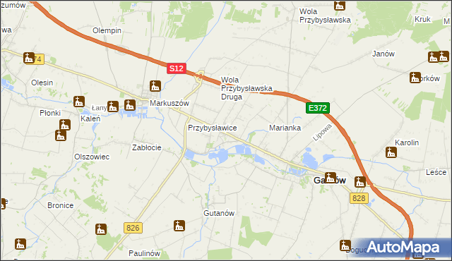 mapa Zagrody gmina Garbów, Zagrody gmina Garbów na mapie Targeo