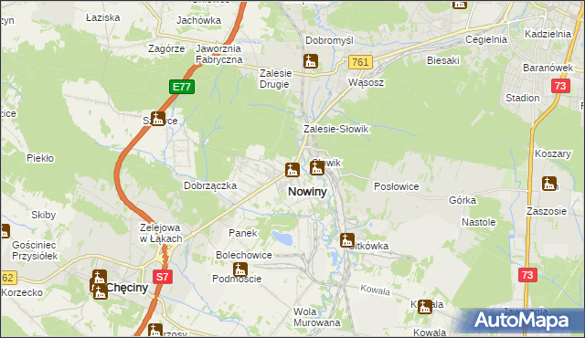 mapa Zagrody gmina Sitkówka-Nowiny, Zagrody gmina Sitkówka-Nowiny na mapie Targeo