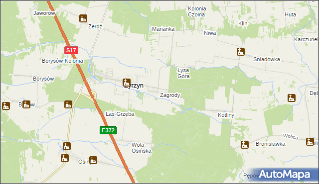 mapa Zagrody gmina Żyrzyn, Zagrody gmina Żyrzyn na mapie Targeo