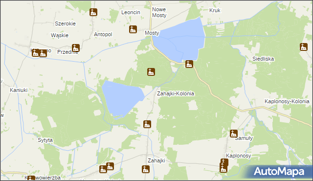 mapa Zahajki-Kolonia, Zahajki-Kolonia na mapie Targeo