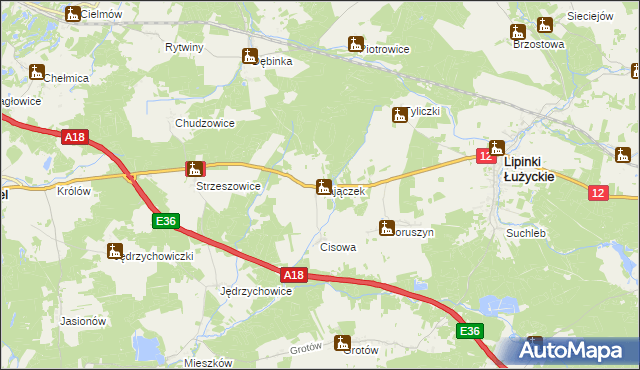 mapa Zajączek gmina Lipinki Łużyckie, Zajączek gmina Lipinki Łużyckie na mapie Targeo