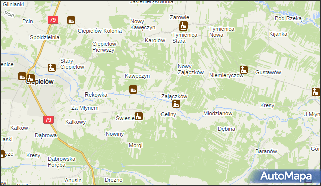 mapa Zajączków gmina Chotcza, Zajączków gmina Chotcza na mapie Targeo