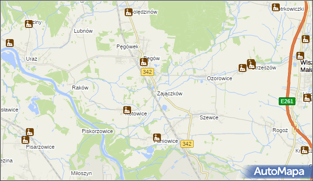 mapa Zajączków gmina Oborniki Śląskie, Zajączków gmina Oborniki Śląskie na mapie Targeo