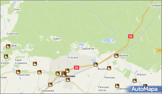 mapa Zajezierze gmina Gniewkowo, Zajezierze gmina Gniewkowo na mapie Targeo