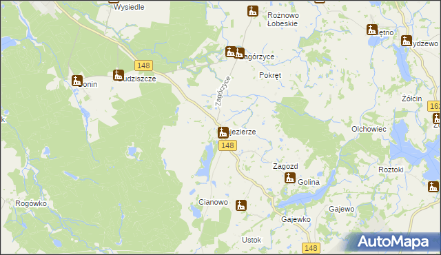 mapa Zajezierze gmina Łobez, Zajezierze gmina Łobez na mapie Targeo