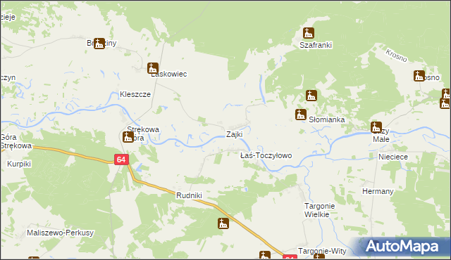 mapa Zajki, Zajki na mapie Targeo