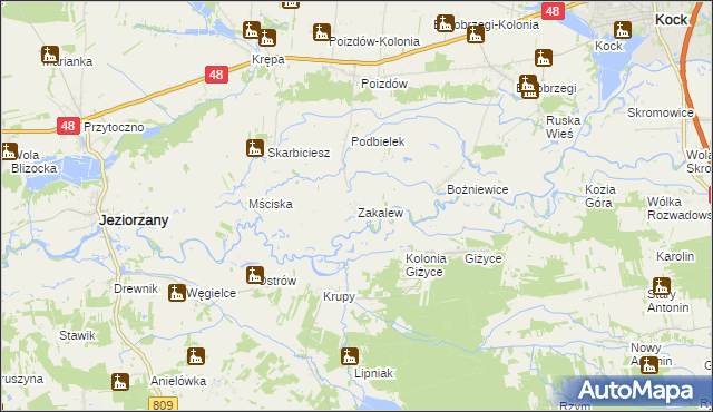 mapa Zakalew, Zakalew na mapie Targeo