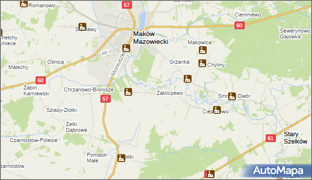 mapa Zakliczewo, Zakliczewo na mapie Targeo