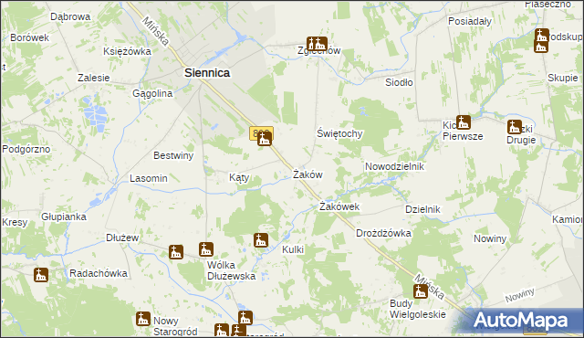 mapa Żaków, Żaków na mapie Targeo