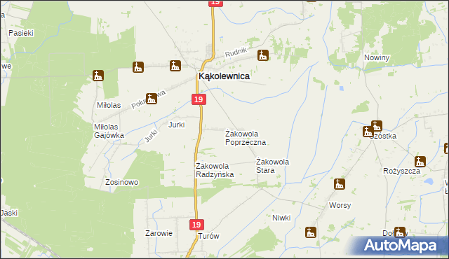 mapa Żakowola Poprzeczna, Żakowola Poprzeczna na mapie Targeo