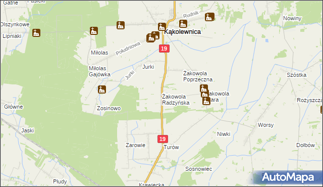 mapa Żakowola Radzyńska, Żakowola Radzyńska na mapie Targeo