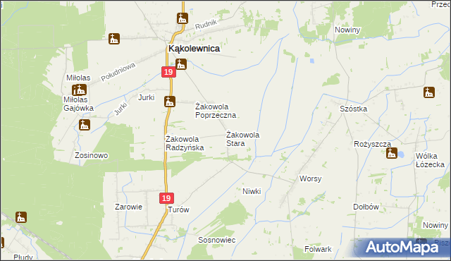 mapa Żakowola Stara, Żakowola Stara na mapie Targeo