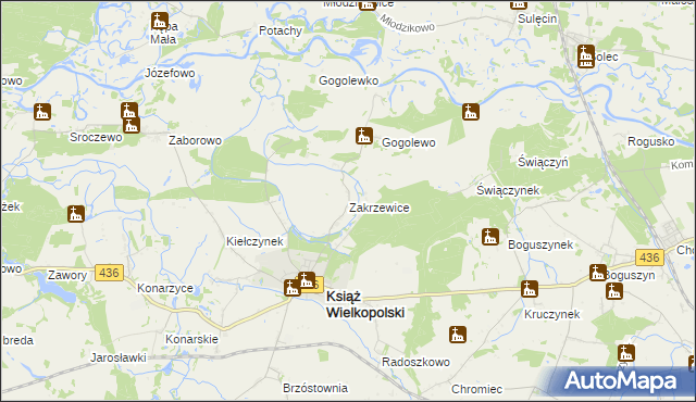 mapa Zakrzewice, Zakrzewice na mapie Targeo