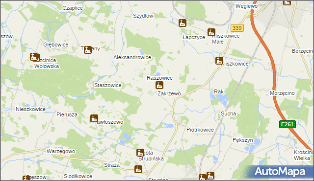 mapa Zakrzewo gmina Prusice, Zakrzewo gmina Prusice na mapie Targeo