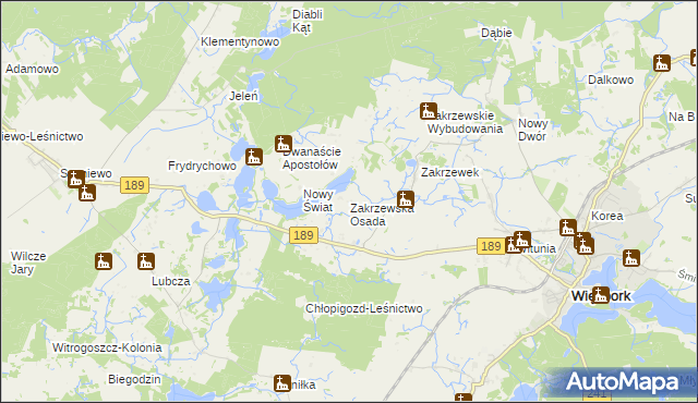 mapa Zakrzewska Osada, Zakrzewska Osada na mapie Targeo