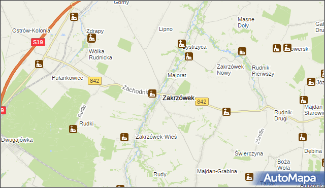 mapa Zakrzówek powiat kraśnicki, Zakrzówek powiat kraśnicki na mapie Targeo