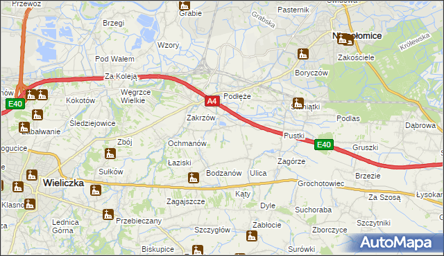 mapa Zakrzowiec, Zakrzowiec na mapie Targeo