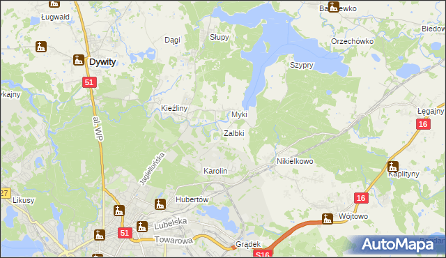 mapa Zalbki, Zalbki na mapie Targeo