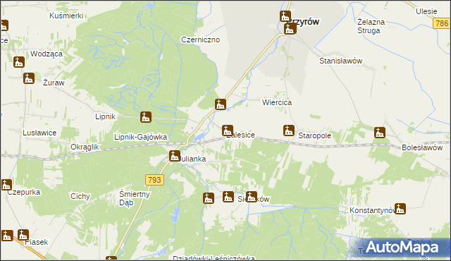 mapa Zalesice gmina Przyrów, Zalesice gmina Przyrów na mapie Targeo