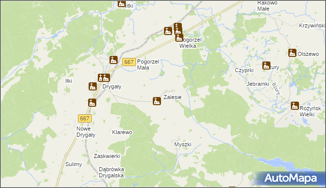 mapa Zalesie gmina Biała Piska, Zalesie gmina Biała Piska na mapie Targeo