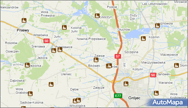 mapa Zalesie gmina Grójec, Zalesie gmina Grójec na mapie Targeo