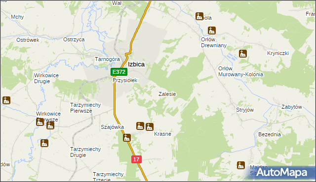 mapa Zalesie gmina Izbica, Zalesie gmina Izbica na mapie Targeo