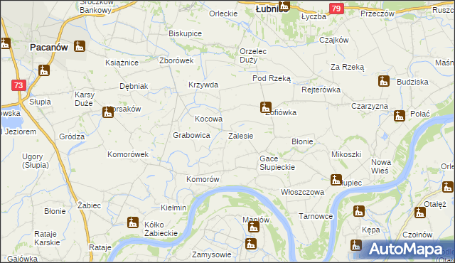 mapa Zalesie gmina Łubnice, Zalesie gmina Łubnice na mapie Targeo