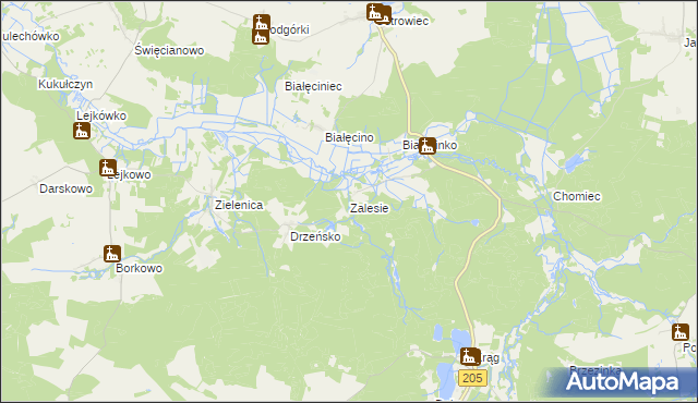 mapa Zalesie gmina Malechowo, Zalesie gmina Malechowo na mapie Targeo
