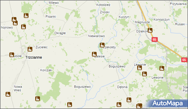 mapa Zalesie gmina Mońki, Zalesie gmina Mońki na mapie Targeo