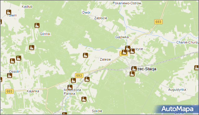 mapa Zalesie gmina Nurzec-Stacja, Zalesie gmina Nurzec-Stacja na mapie Targeo