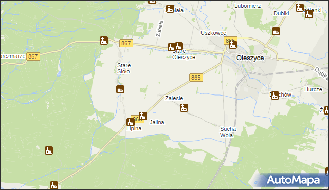 mapa Zalesie gmina Oleszyce, Zalesie gmina Oleszyce na mapie Targeo