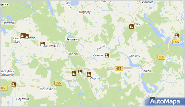 mapa Zalesie gmina Świętajno, Zalesie gmina Świętajno na mapie Targeo