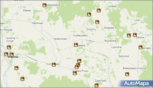 mapa Zalesie gmina Wąsosz, Zalesie gmina Wąsosz na mapie Targeo