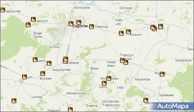 mapa Zalesie gmina Zagórów, Zalesie gmina Zagórów na mapie Targeo