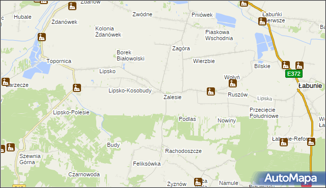 mapa Zalesie gmina Zamość, Zalesie gmina Zamość na mapie Targeo