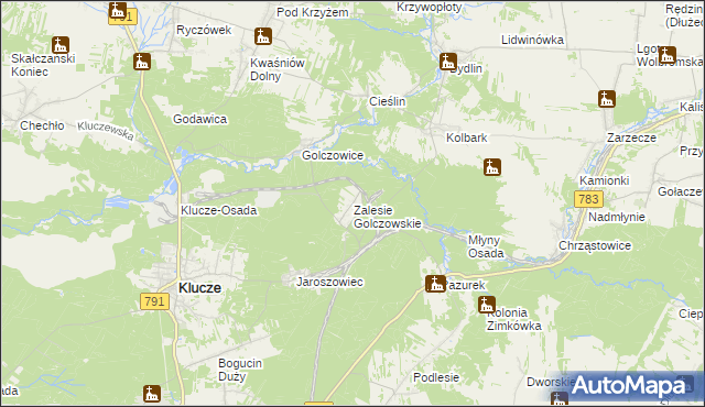 mapa Zalesie Golczowskie, Zalesie Golczowskie na mapie Targeo