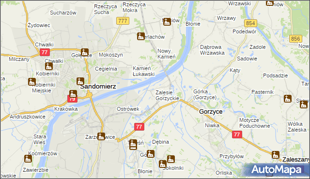 mapa Zalesie Gorzyckie, Zalesie Gorzyckie na mapie Targeo