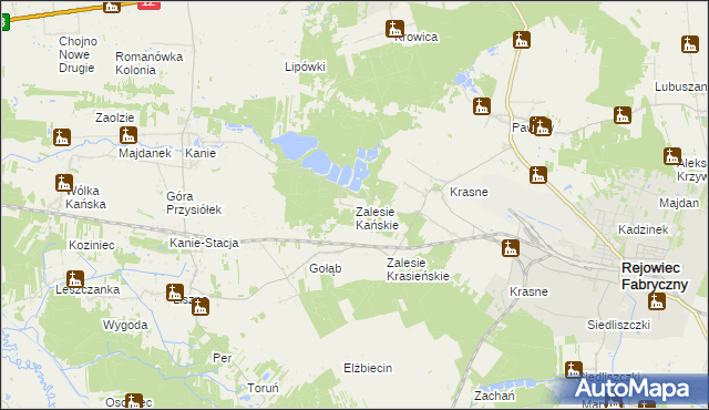 mapa Zalesie Kańskie, Zalesie Kańskie na mapie Targeo