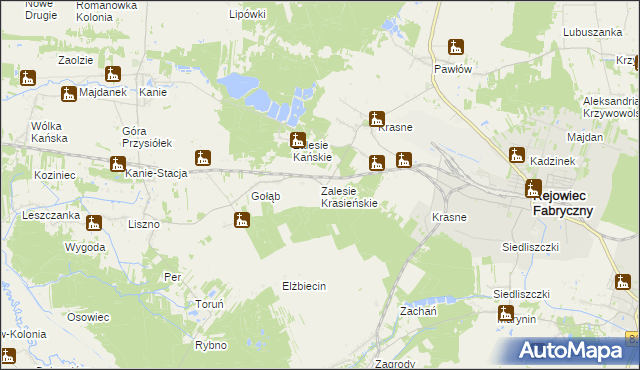 mapa Zalesie Krasieńskie, Zalesie Krasieńskie na mapie Targeo